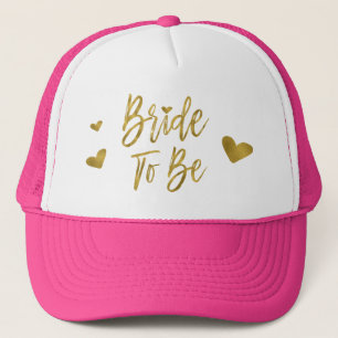 Bride voor Faux Gold Foil en roze met hart Trucker Pet