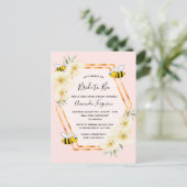 Bride voor goudbruiddoucheuitnodiging voor roos va briefkaart (Staand voorkant)