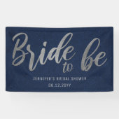 Bride voor het Silver Calligraphy Navy Vrijgezelle Spandoek (Horizontaal)