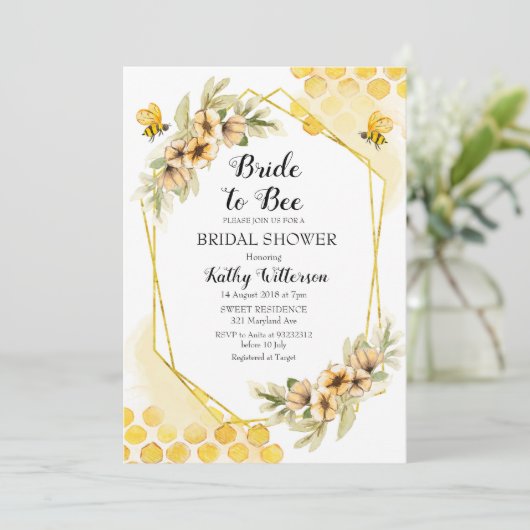 Bride voor uitnodiging tot het douchen van bijenko (Staand voorkant)