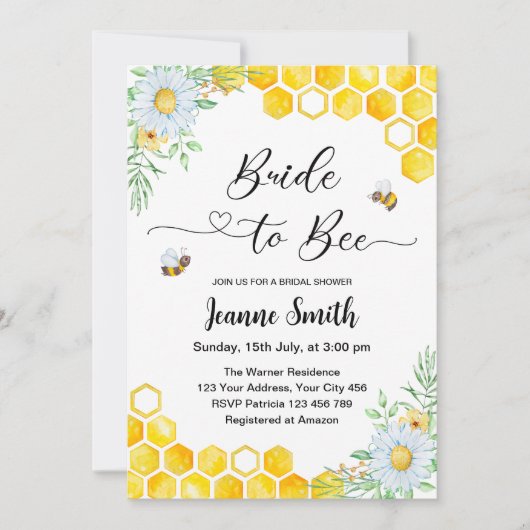 Bride voor uitnodiging tot het douchen van bijenko (Voorkant)