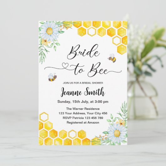 Bride voor uitnodiging tot het douchen van bijenko (Staand voorkant)