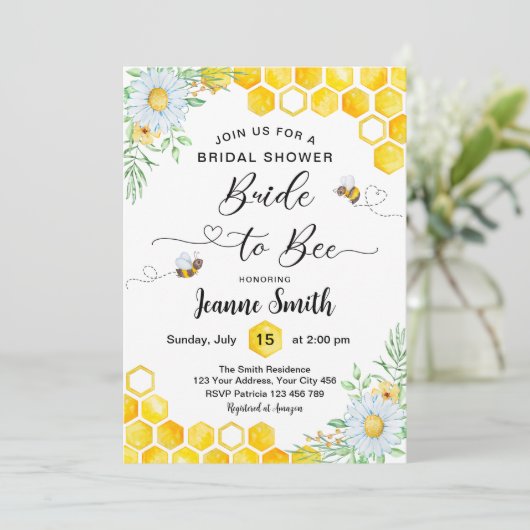 Bride voor uitnodiging tot het douchen van bijenko (Staand voorkant)