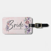 Bride waterverf Floral Specialized roos Marble Bagagelabel (Voorkant horizontaal)