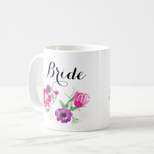 Bride Waterverf Flowers Mok (Voorkant links)