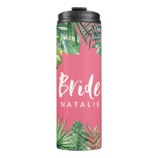 Bride waterverf tropische bladbachelorette thermosbeker (Voorkant)