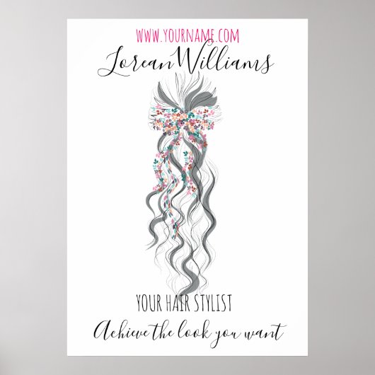 Bride Wavy hair floral wreath Hairstyling branding Poster (Voorkant)
