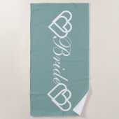 Bride Wedding Blauwgroen White Hearts Strandlaken (Voorkant)