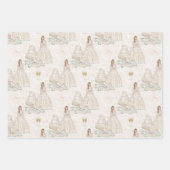 Bride Wedding Cake Gold Glitter Inpakpapier Vel (Voorkant 3)