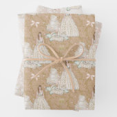 Bride Wedding Cake Gold Glitter Inpakpapier Vel (In situ)