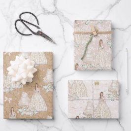 Bride Wedding Cake Gold Glitter Inpakpapier Vel