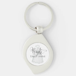 Bride Wedding  Dress Favor Personalized Sleutelhanger