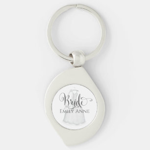 Bride Wedding  Dress Favor Personalized Sleutelhanger