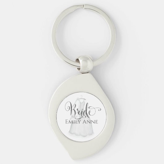 Bride Wedding  Dress Favor Personalized Sleutelhanger (Voorkant)