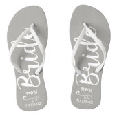 Bride Wedding Favor Custom Name Monogram Gray Teenslippers (Voetbed)