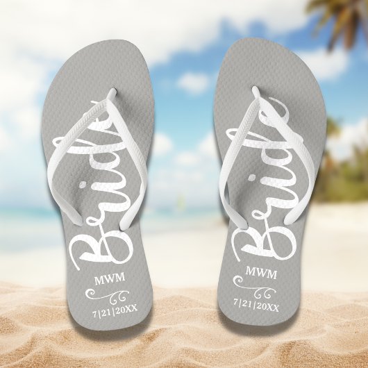 Bride Wedding Favor Custom Name Monogram Gray Teenslippers