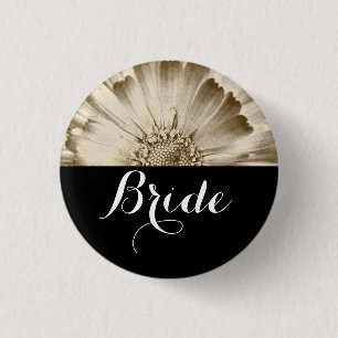 Bride Wedding Gold Daisy Ronde Button 3,2 Cm