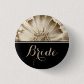 Bride Wedding Gold Daisy Ronde Button 3,2 Cm (Voorkant)