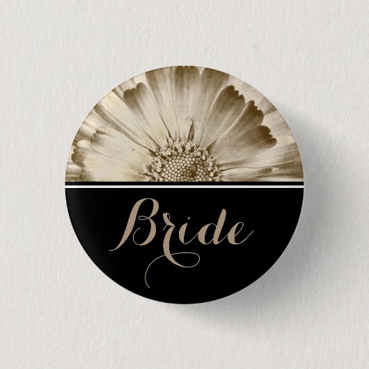 Bride Wedding Gold Daisy Ronde Button 3,2 Cm (Voorkant)