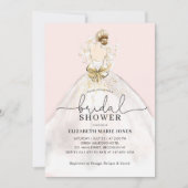 Bride Wedding Gown Dress Floral Pink Vrijgezellenf Kaart (Voorkant)