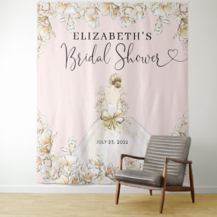 Bride Wedding Gown Floral Blush Pink Vrijgezellenf Wandkleed