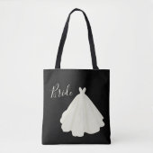 Bride Wedding Gown Script Black White Chic Tote Bag (Voorkant)