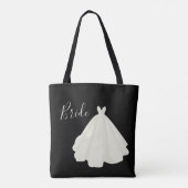 Bride Wedding Gown Script Black White Chic Tote Bag (Achterkant)