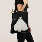 Bride Wedding Gown Script Black White Chic Tote Bag (Dichtbij)