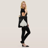 Bride Wedding Gown Script Black White Chic Tote Bag (Op model)
