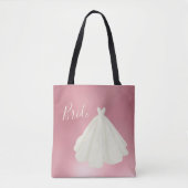 Bride Wedding Gown Script Roze Metallic Tote Bag (Voorkant)