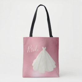 Bride Wedding Gown Script Roze Metallic Tote Bag