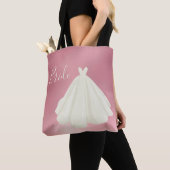 Bride Wedding Gown Script Roze Metallic Tote Bag (Dichtbij)