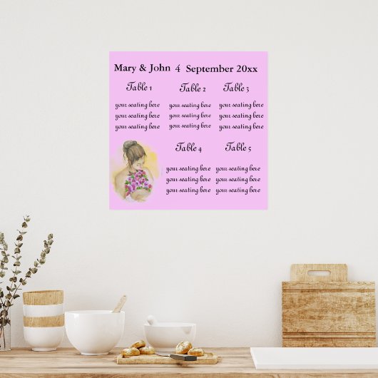 BRIDE Wedding Seating Chart. Poster (Keuken)