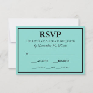 Bride & Wedding Suite Modern Blauwgroen Blue RSVP Kaartje