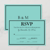 Bride & Wedding Suite Modern Blauwgroen Blue RSVP Kaartje (Voorkant / Achterkant)