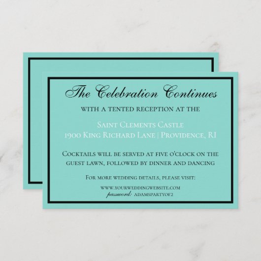 Bride & Wedding Suite Modern Reception Informatiekaartje (Voorkant / Achterkant)