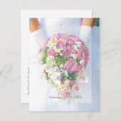 Bride White Flower Bouquet Wedding Save the Date Aankondigingskaart (Voorkant / Achterkant)