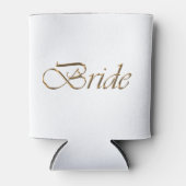 Bride white gold script calligraphy elegant chic blikjeskoeler (Voorkant)