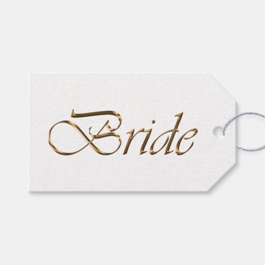 Bride white gold script calligraphy elegant chic cadeaulabel (Voorkant (Horizontaal))