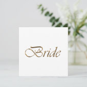 Bride white gold script calligraphy elegant chic kaart (Staand voorkant)