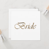 Bride white gold script calligraphy elegant chic kaart (Voorkant / Achterkant in situ)
