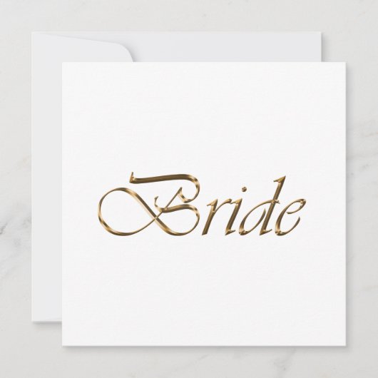 Bride white gold script calligraphy elegant chic kaart (Voorkant)