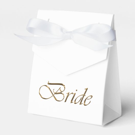 Bride White Gold script kalligraphy stijlvol chic Bedankdoosjes (Voorkant Zijde)
