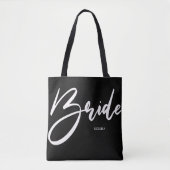 Bride White Handwriting & Black Calligraphy Tote Bag (Voorkant)