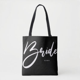 Bride White Handwriting & Black Calligraphy Tote Bag