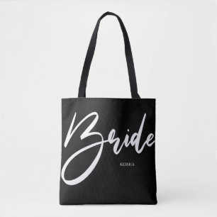 Bride White Handwriting & Black Calligraphy Tote Bag