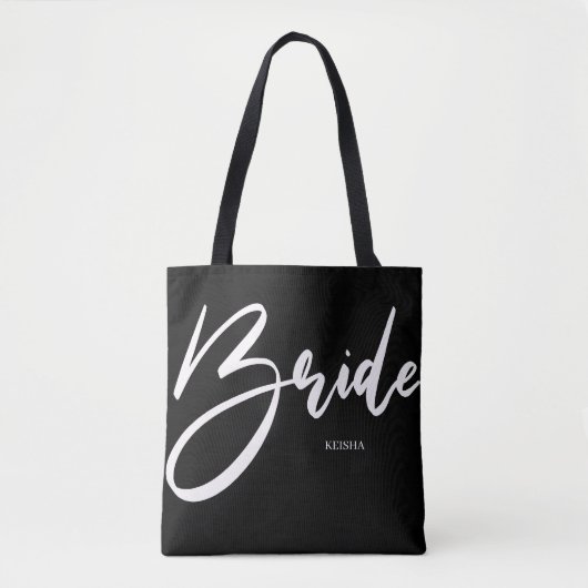 Bride White Handwriting & Black Calligraphy Tote Bag (Voorkant)