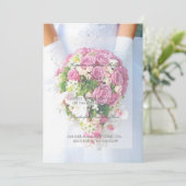 Bride White Lace Flower Bouquet Wedding Invitation Kaart (Staand voorkant)