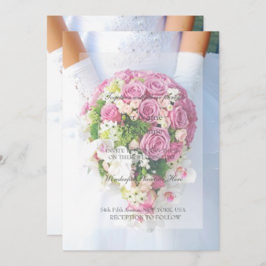 Bride White Lace Flower Bouquet Wedding Invitation Kaart (Voorkant / Achterkant)