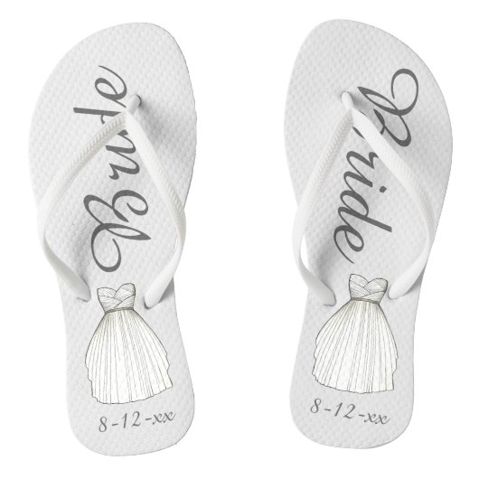 BRIDE White Princess Wedding Dress Gown Teenslippe Teenslippers (Voetbed)